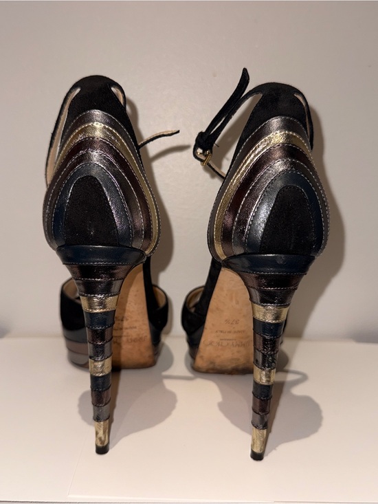 Jimmy Choo Black Suede Platform Ankle-Strap Sandals main image 5